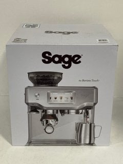 SAGE BEAN TO CUP COFFEE MACHINE IN STAINLESS STEEL & CHROME MODEL: SES880BSS - RRP £799: LOCATION - FRONT BOOTH