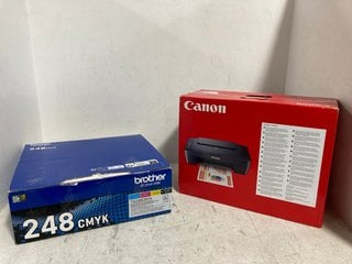 CANON MG2551S PRINTER IN BLACK TO INCLUDE PACK OF 4 BROTHER TN248CMYK PRINTER INK CARTRIDGES IN VARIOUS COLOURS: LOCATION - I4