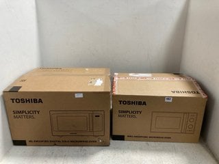 TOSHIBA MICROWAVE OVEN IN BLACK - MODEL MW2-AM20PF(BK) TO INCLUDE TOSHIBA MICROWAVE OVEN IN GREY - MODEL ML-EM23P(BS): LOCATION - I3