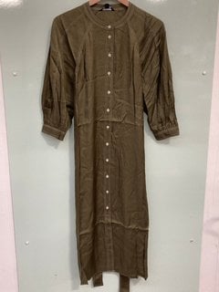 WHISTLES WOMENS MABEL TOPSTITCH DRESS IN KHAKI UK SIZE 12 - RRP £159: LOCATION - FRONT BOOTH