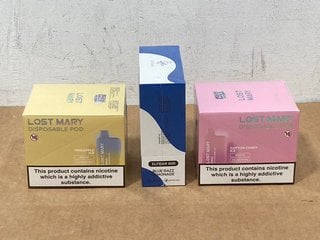 3 X BOXES OF VAPES TO INCLUDE BOX OF 10 DISPOSABLE ELFBARS (20MG) - 600 PUFFS IN BLUE RAZZ LEMONADE FLAVOUR - BBE: 10.08.2026 (PLEASE NOTE: 18+YEARS ONLY. ID MAY BE REQUIRED): LOCATION - E0