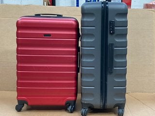 JOHN LEWIS & PARTNERS 4 WHEELED HARD SHELL MEDIUM SUITCASE IN RED TO ALSO INCLUDE JOHN LEWIS & PARTNERS 4 WHEELED HARD SHELL LARGE SUITCASE IN CHARCOAL: LOCATION - H1