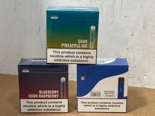 3 X BOXES OF VAPES TO INCLUDE BOX OF 10 SKE CRYSTAL BAR DISPOSABLE VAPES (20MG) - 600 PUFFS IN SOUR PINEAPPLE ICE FLAVOUR - BBE: 02.08.2026 (PLEASE NOTE: 18+YEARS ONLY. ID MAY BE REQUIRED): LOCATION