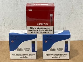 2 X BOXES OF 10 DISPOSABLE ELFBARS (20MG) - 600 PUFFS IN BLUE RAZZ FLAVOUR - BBE: 10.08.2026 TO ALSO INCLUDE BOX OF 10 SKE CRYSTAL BAR DISPOSABLE VAPES (20MG) - 600 PUFFS IN CHERRY ICE FLAVOUR - BBE: