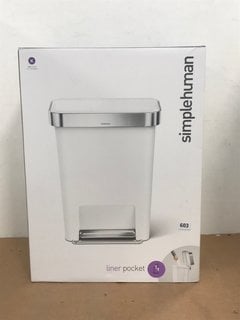 SIMPLEHUMAN 45 LITRE PLASTIC RECTANGULAR STEP CAN IN WHITE: LOCATION - H9