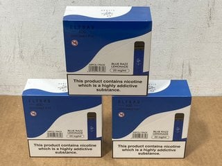 3 X BOXES OF 10 DISPOSABLE ELFBARS (20MG) - 600 PUFFS IN BLUE RAZZ FLAVOUR - BBE: 10.08.2026 (PLEASE NOTE: 18+YEARS ONLY. ID MAY BE REQUIRED): LOCATION - E0