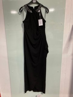 GINA BACCONI WOMENS KASANDRA HALTER BEADED NECK MAXI DRESS IN BLACK - SIZE UK 10 - RRP £250: LOCATION - H15