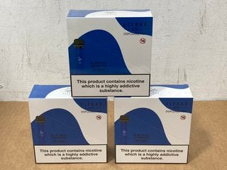 3 X BOXES OF 10 DISPOSABLE ELFBARS (20MG) - 600 PUFFS IN BLUE RAZZ FLAVOUR - BBE: 10.08.2026 (PLEASE NOTE: 18+YEARS ONLY. ID MAY BE REQUIRED): LOCATION - E0