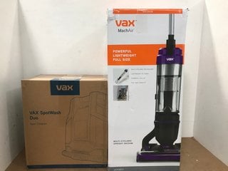 VAX MACH AIR UPRIGHT VACUUM CLEANER - MODEL: UCA1GEV1 TO ALSO INCLUDE VAX SPOTWASH DUO SPOT FLOOR CLEANER: LOCATION - E13