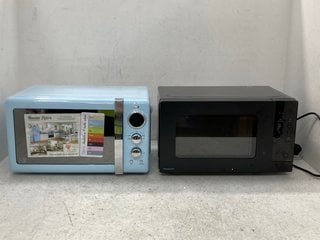 SWAN RETRO 20 LITRE 800W MICROWAVE OVEN IN BLUE TO ALSO INCLUDE SHARP MICROWAVE OVEN IN BLACK - MODEL: R372KM: LOCATION - E8