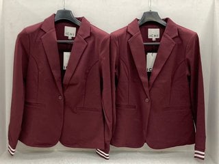 2 X ICHI WOMENS IXKATE BLAZERS IN PORT ROYALE - SIZE UK LARGE - COMBINED RRP £129.98: LOCATION - E7