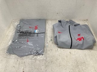 2 X NIKE MENS LIVERPOOL AXA SHOWER WINDBREAKER JACKETS IN GREY - SIZE UK MEDIUM - COMBINED RRP £150: LOCATION - E5