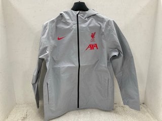 2 X NIKE MENS LIVERPOOL AXA SHOWER WINDBREAKER JACKETS IN GREY - SIZE UK MEDIUM - COMBINED RRP £150: LOCATION - E5