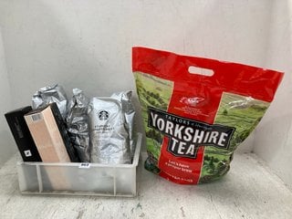 QTY OF BEVERAGE ITEMS TO INCLUDE 4 X BAGS OF STARBUCKS ESPRESSO ROAST DARK ROAST COFFEE BEANS - BBE: 24.06.2025: LOCATION - E5