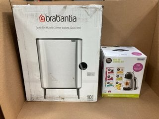 BRABANTIA 2 X 30 LITRE TOUCH BIN HI WITH 2 INNER BUCKETS IN MATT BLACK TO ALSO INCLUDE NESCAFE DOLCE GUSTO MINI ME STARTER KIT COFFEE MACHINE: LOCATION - E3