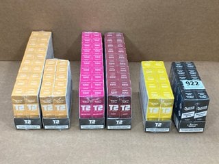 6 X BOXES OF T2 VAPE E-LIQUIDS IN VARIOUS FLAVOURS TO INCLUDE BOX OF 20 T2 18MG E LIQUID IN MANGO FLAVOUR (PLEASE NOTE: 18+YEARS ONLY. ID MAY BE REQUIRED): LOCATION - E0