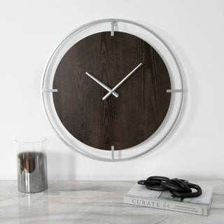 2 X MINIMALIST WOOD & SILVER WALL CLOCK - COMBINED RRP £200: LOCATION - CR1