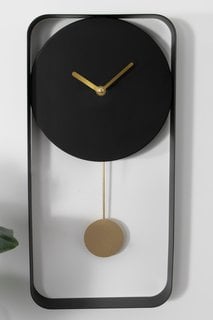 3 X MODERN METAL WALL CLOCK WITH GOLD DETAILS IN BLACK - COMBINED RRP £180: LOCATION - CR1