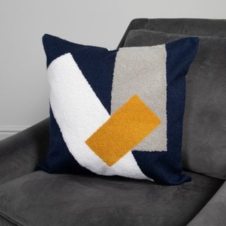 3 X NAVY BLUE ABSTRACT BOHO CUSHION COVERS - RRP £90: LOCATION - CR2