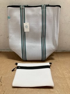 CHUCHKA WHITNEY NEOPRENE TOTE BAG SIZE OS IN WHITE: LOCATION - CR6