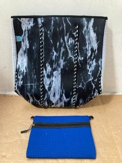 CHUCHKA ONYX NEOPRENE TOTE BAG SIZE OS IN BLACK MARBLE: LOCATION - CR6