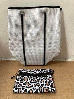 CHUCHKA KALI NEOPRENE TOTE BAG SIZE OS IN WHITE/LEOPARD: LOCATION - CR7