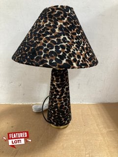 LULU TABLE LAMP IN LEOPARD PRINT VELVET - RRP £248: LOCATION - BR1