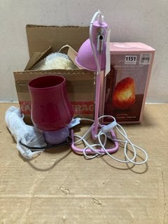 QTY OF ASSORTED LIGHTING ITEMS TO INCLUDE LOGAN MINI TABLE LAMP IN ROSE: LOCATION - BR2