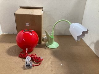 2 X TOMATO TABLE LAMPS TO INCLUDE FLOWER DESK LAMP: LOCATION - BR3