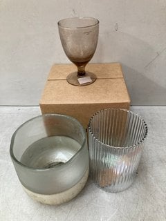 QTY OF ASSORTED NKUKU ITEMS TO INCLUDE NKUKU MALANA RECYCLED GLASS CANDLE HOLDER: LOCATION - BR9