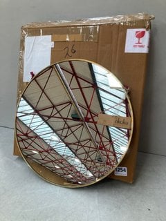 KIKO ROUND MIRROR - ANTIQUE BRASS - LARGE 0.5 X 38CM (DIA) - RRP £60: LOCATION - BR9