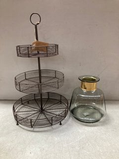 2 X ASSORTED NKUKU ITEMS TO INCLUDE INKOLLU WIRE STAND: LOCATION - CR8