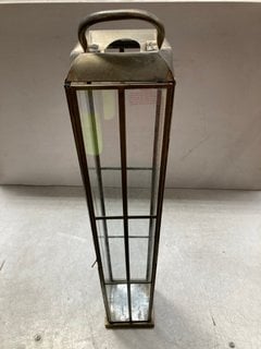 VEMULA TALL LANTERN - ANTIQUE BRASS - LARGE - RRP £90: LOCATION - CR8