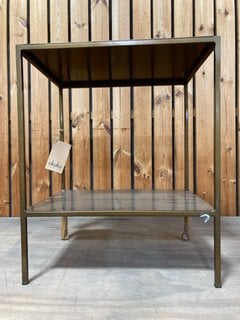 MAHI SIDE TABLE - ANTIQUE BRASS - 55 X 46 X 36CM - RRP £225: LOCATION - DR10