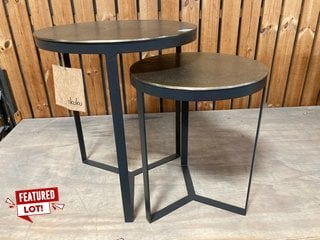 MABA NESTING SIDE TABLES - ANTIQUE BRASS - (SET OF 2) - SMALL 45 X 36CM (DIA) & LARGE 54 X 46CM (DIA - RRP £275: LOCATION - DR10