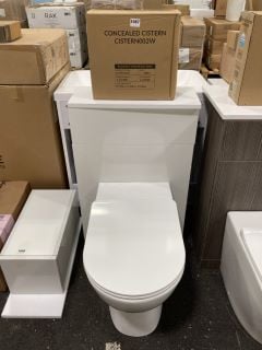 (COLLECTION ONLY) 550 X 250MM TOILET UNIT IN WHITE WITH BTW PAN & SEAT WITH A CONCEALED CISTERN FITTING KIT - RRP £780: LOCATION - A6