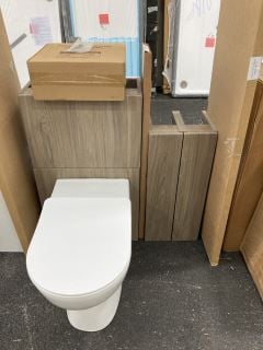 (COLLECTION ONLY) BATHROOM SET TO INCLUDE TOILET UNIT WITH BTW PAN & SEAT WITH CONCEALED CISTERN FITTING KIT IN CARINI WALNUT WITH A 1000 X 165MM PLINTH & 2 X BASE UNITS COMPLETE WITH A 2000 X 335 X