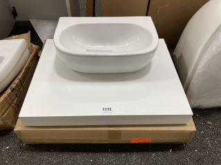 (COLLECTION ONLY) 600 X 460MM FLOATING SHELF IN WHITE WITH A CERAMIC VESSEL BASIN - RRP £305: LOCATION - A7