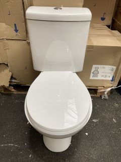 (COLLECTION ONLY) CLOSED COUPLED TOILET WITH CISTERN FITTINGS, DUAL FLUSH TOP CHROME BUTTON & SOFT CLOSE SEAT - RRP £289: LOCATION - A8