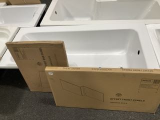 1700 X 850MM NTH RH OFFSET SHOWER BATH WITH A HACIENDA BLACK MDF SIDE & END PANEL - RRP £459: LOCATION - A3