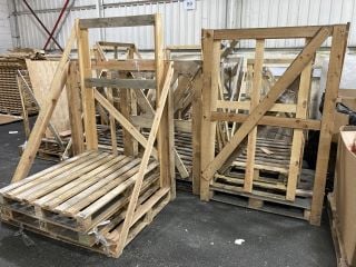 (COLLECTION ONLY) QTY OF ASSORTED SIZE WOODEN GLASS HOLDING "A" FRAMES APPROX 20 IN TOTAL *LARGE VEHICLE REQUIRED FOR TRANSPORT DUE TO SIZE OF ITEMS*: LOCATION - A9