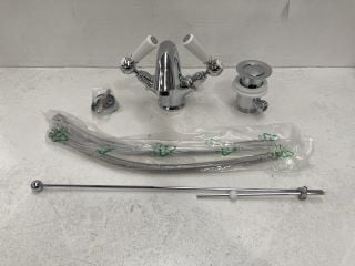 TRADITIONAL LEVER ACTION MONO BASIN MIXER TAP IN CHROME WITH POP UP WASTE - RRP £255: LOCATION - R1