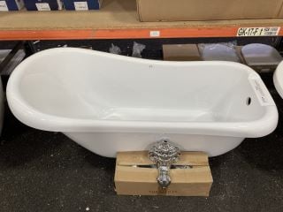 1550 X 700MM TRADITIONAL ROLL TOPPED SINGLE ENDED SLIPPER STYLE BATH WITH A SET OF CHROME CLAW AND BALL FEET RRP £999: LOCATION - B3