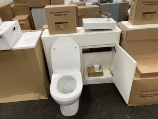 (COLLECTION ONLY) ROPER RHODES HALCYON RH SLIMLINE COMBINATION UNIT IN WHITE 1000 X 280MM WITH BTW PAN & SEAT WITH CONCEALED CISTERN FITTING KIT & STH COUNTERTOP CERAMIC BASIN COMPLETE WITH A MONO BA