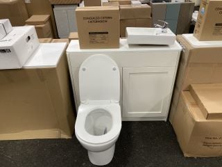 ROPER RHODES HALCYON RH SLIMLINE COMBINATION UNIT IN WHITE 1000 X 280MM WITH BTW PAN & SEAT WITH CONCEALED CISTERN FITTING KIT & STH COUNTERTOP CERAMIC BASIN COMPLETE WITH A MONO BASIN MIXER TAP & CH