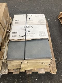 PALLET OF RAK APPROX 10M2 600 X 300MM PORCELAIN WALL/FLOOR TILES IN RIVEN GRAPHITE - RRP £797: LOCATION - B8 (KERBSIDE PALLET DELIVERY)