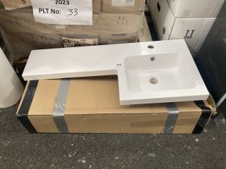 (COLLECTION ONLY) 900 X 405MM 1TH RH POLYMARBLE BASIN & COUNTERTOP - RRP £239: LOCATION - B6