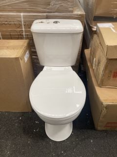 (COLLECTION ONLY) CLOSED COUPLED TOILET WITH CISTERN FITTINGS & DUAL FLUSH TOP CHROME BUTTON WITH SEAT - RRP £289: LOCATION - B7