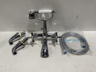 TRADITIONAL DECK MOUNTED BSM IN CHROME WITH SHOWER HANDSET & HOSE - RRP £375: LOCATION - R3