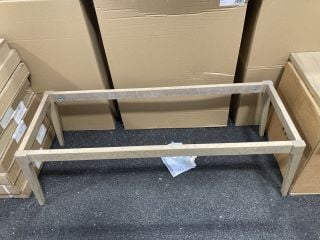 (COLLECTION ONLY) 1200 X 420MM LEG BASE FRAME IN OAK MAYBE USED IN A VARIETY OF APPLICATIONS - RRP £105: LOCATION - A3